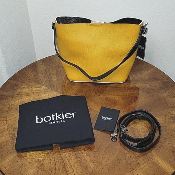 botkier Convertible Bucket Leather Bag, Turmeric Combo, NWT - Picture 2 of 15